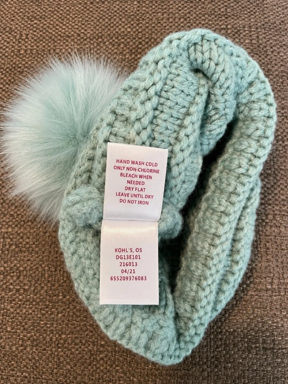 SO Mint Chunky Knit Pom Pom Beanie | Kids One Size